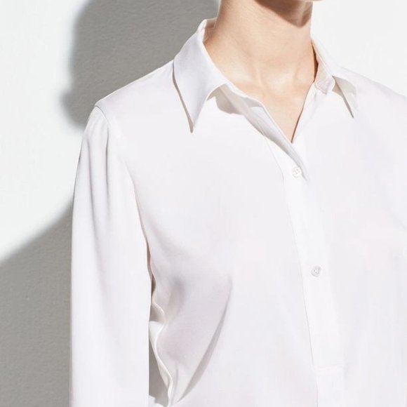 Vince Tops - Vince Slim Fit Popover Cream Silk Blouse Size 2